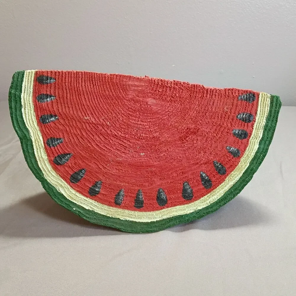 Wood Watermelon Slice Handmade Hand Painted Folk Art Country Cottage Core